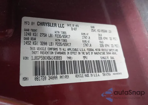 2008 Jeep Liberty Limited Edition from USA, damaged, VIN 1J8GP58KX8W103893